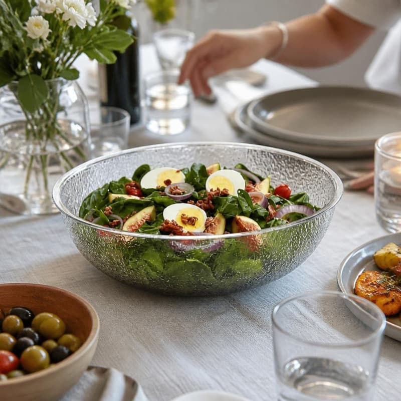 12" Frosted Plastic Salad / Snack Bowl Party-Event 2/3