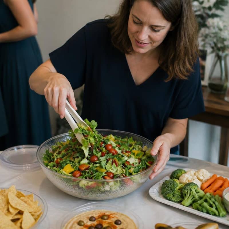 20" Frosted Plastic Salad / Snack Bowl Party-Event 2/3