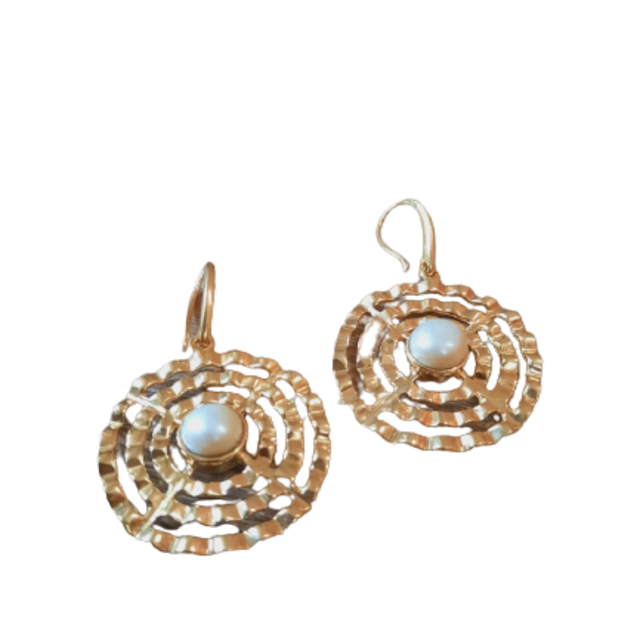 Silver Pearl Hanging Earrings.