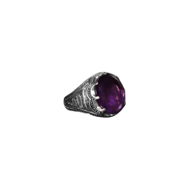 Amethyst Round Silver Ring
