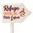 Panneau directionnel et son pied - "Refuge officiel des petits-enfants" (R046) - Plaque Lego imprimée