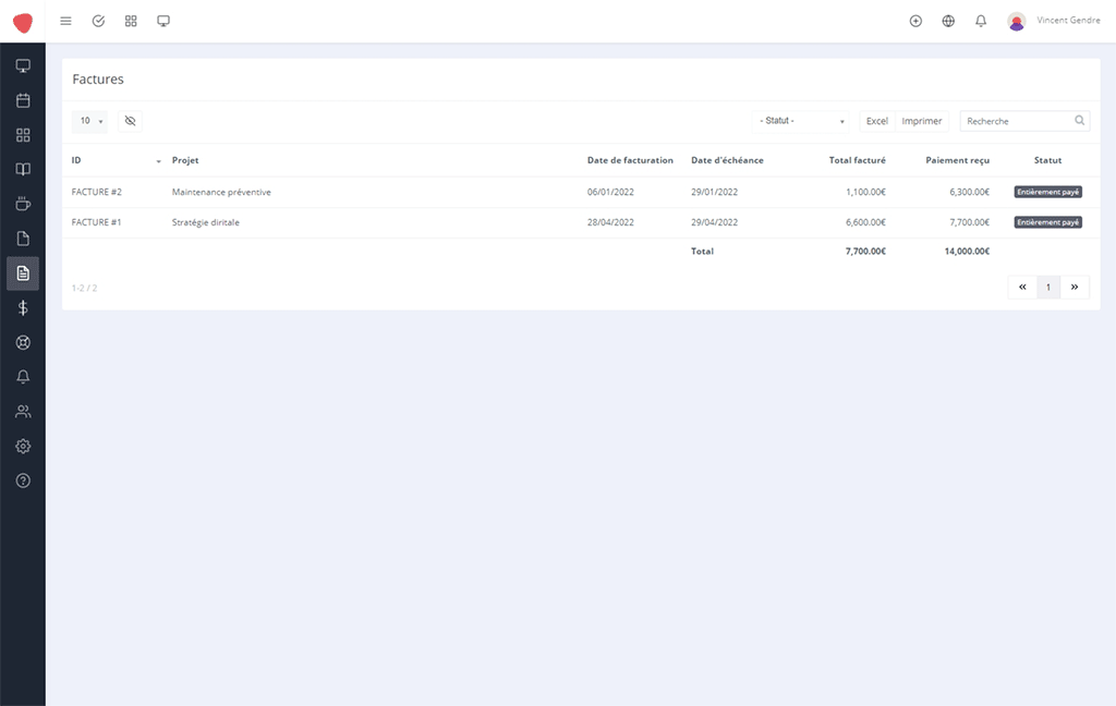 invoices seen by the Customer Portal