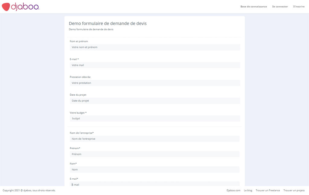 Sus registros directamente a través de Djaboo