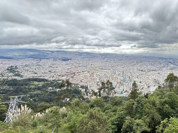 City view of Bogotá surrounded by mountains seen from Monserrate
