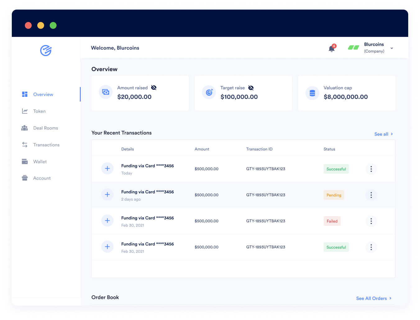 transactions page