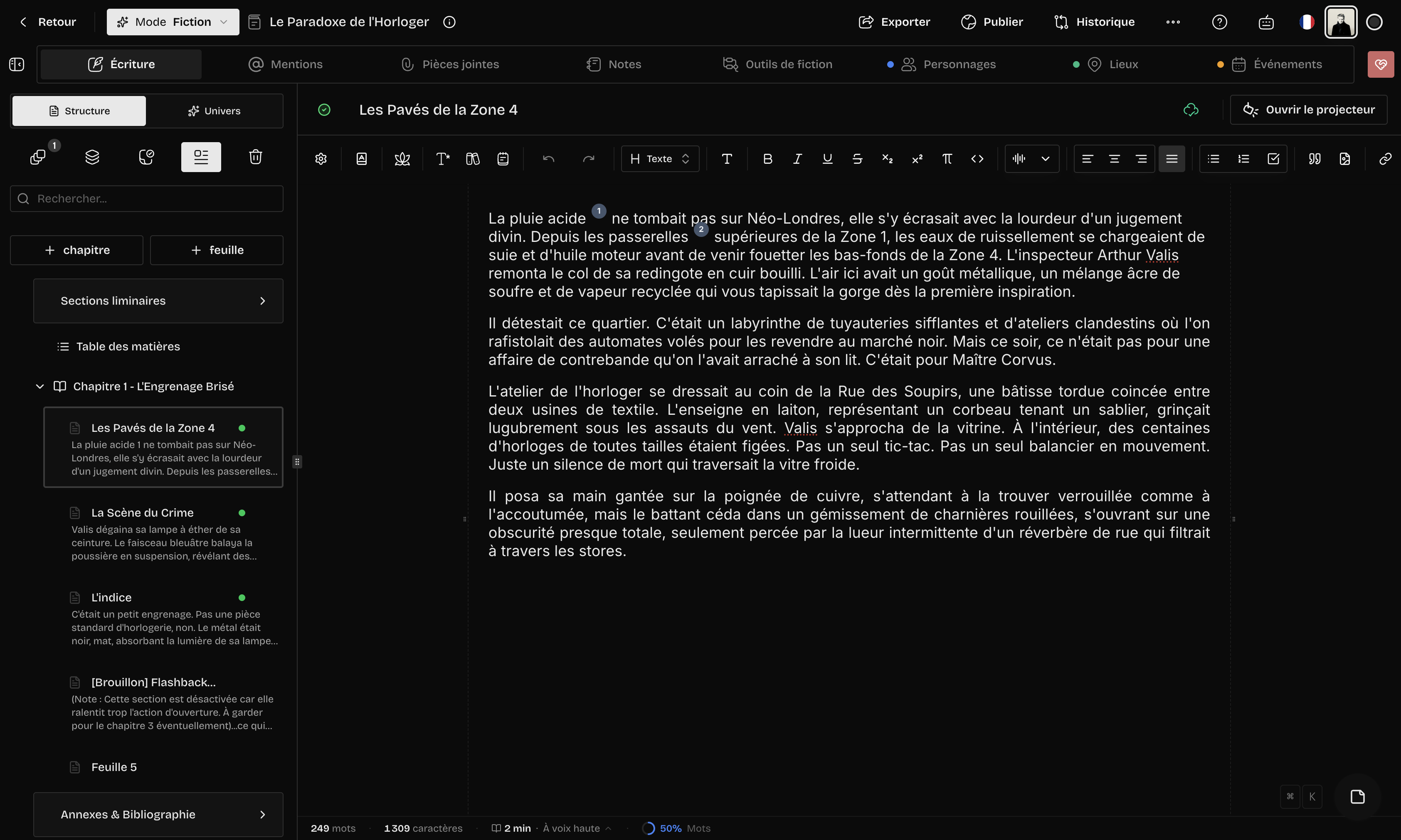 Aperçu de l'interface Extypis (dark)