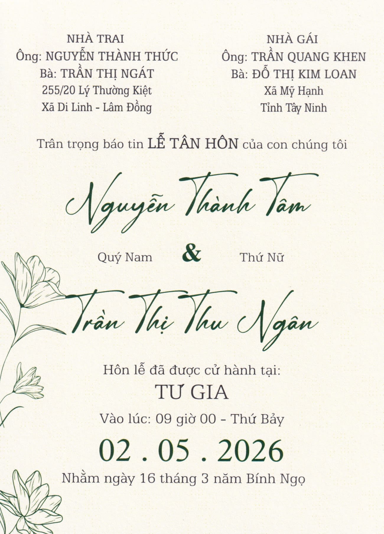 Thiệp Cưới Xanh Đậm