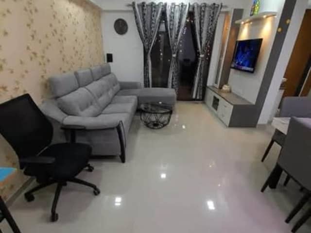 2 BHK Fully Furnished flat in Saarrthi Savvy Homes Society — living area and home amenities