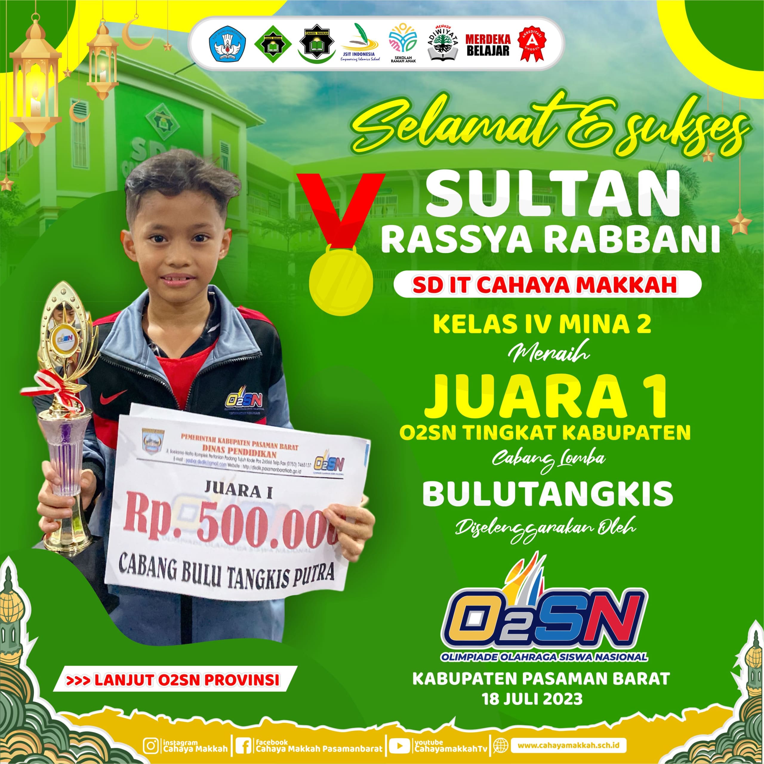 Flayer O2sn JUARA 1 O2SN TINGKAT KABUPATEN - Cahaya Makkah