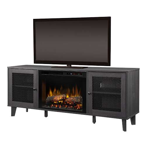 Console multimédia avec foyer électrique Dean, 1 500 W Bûches, Fer forgé