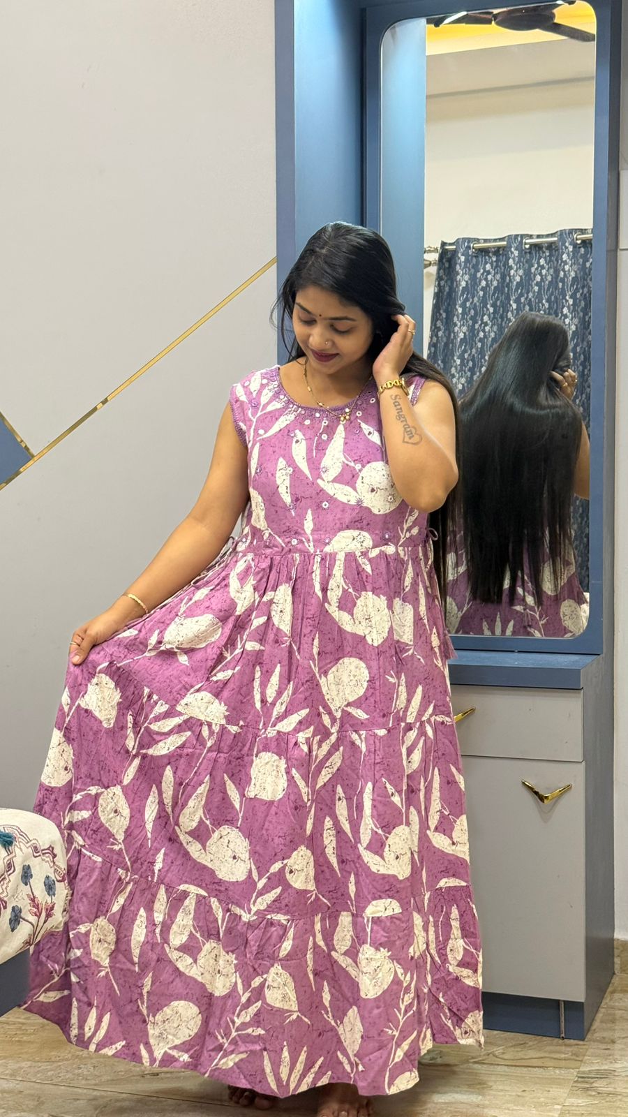 Rayon Floral Printed One Piece Dress