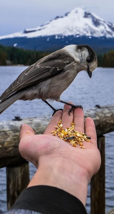 A hand holding organic seeds for gardening