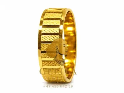A beautifully handcrafted 21K gold wedding ring featuring an elegant polished finish and timeless design. Perfect for weddings, engagements, anniversaries, or everyday wear.