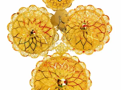 A beautifully handcrafted 21K gold necklace set featuring a statement pendant, matching earrings, and ring. Designed with intricate detailing and a radiant finish, this elegant collection is perfect for weddings, celebrations, and everyday luxury.