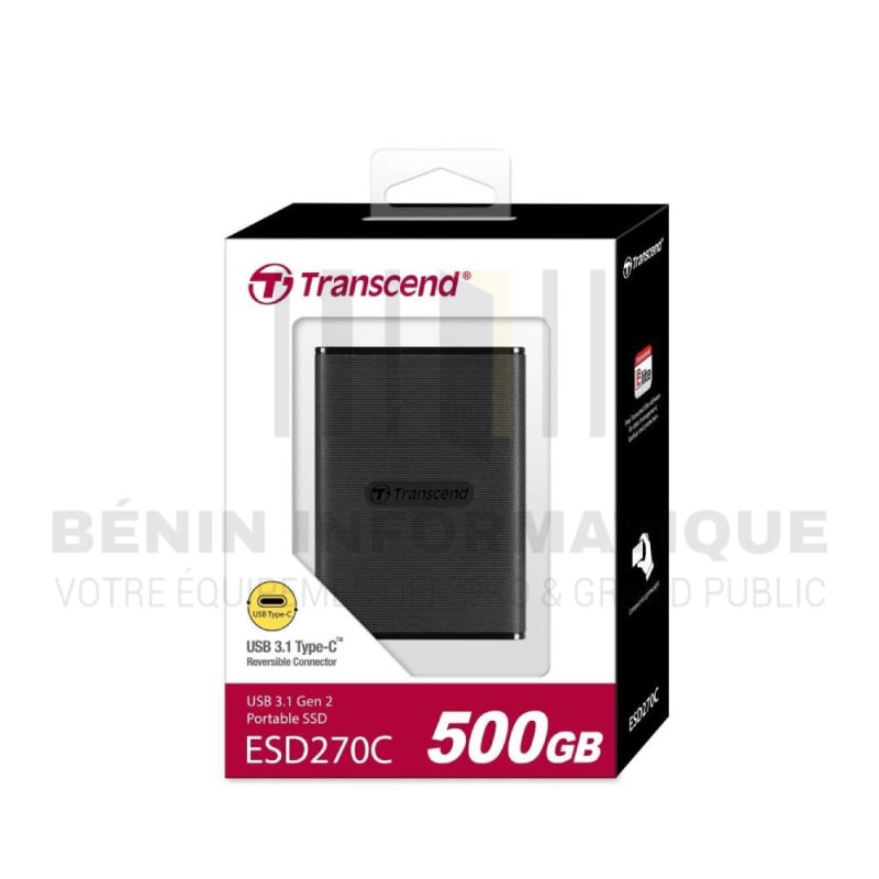 Disque Dur Externe SSD 500Go Transcend ESD270C – Ultra-rapide avec USB 3.1 Type-C