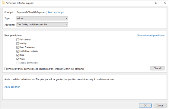 Microsoft Explorer's Basic NTFS Permission Entries