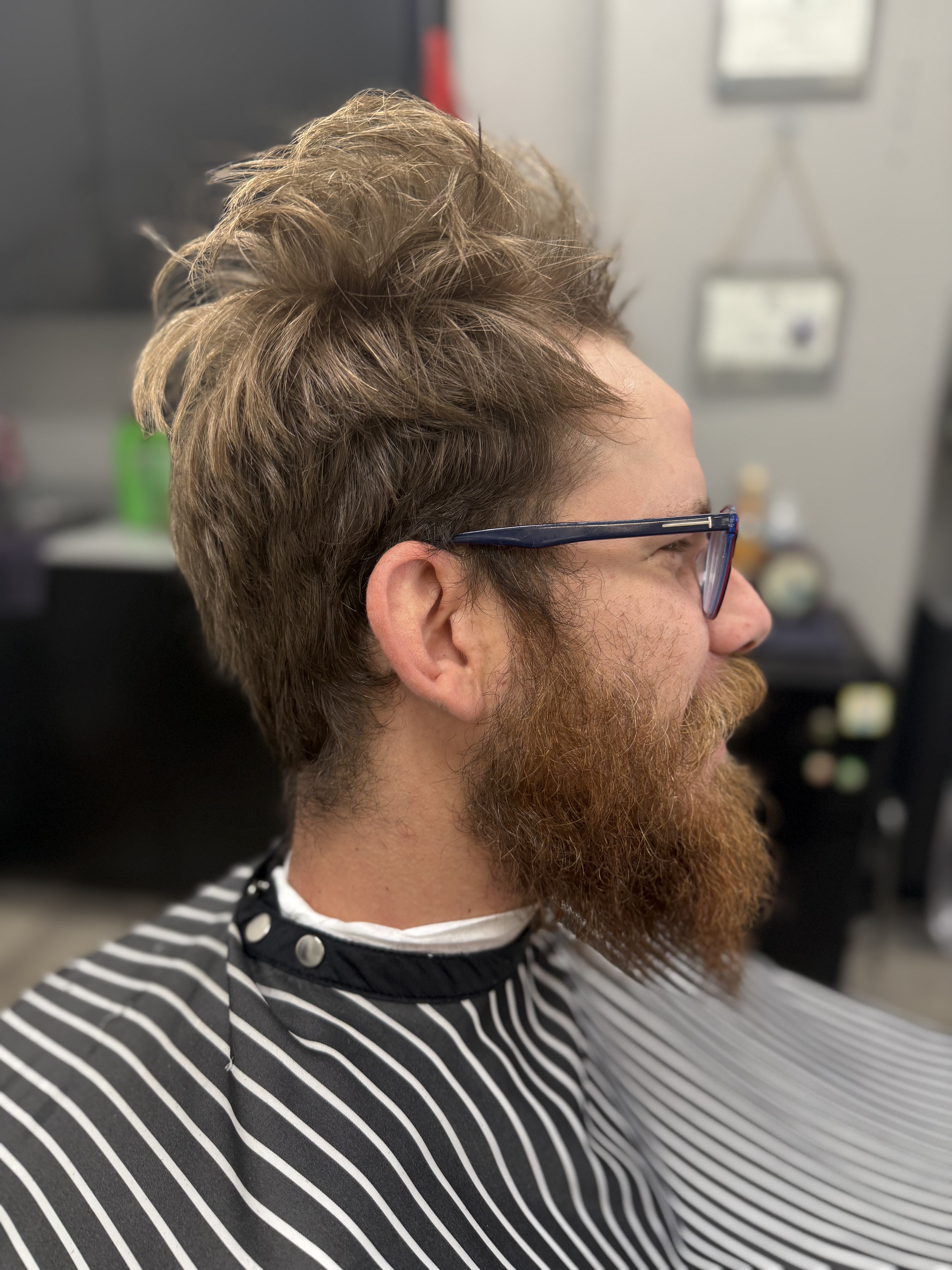 Before men's haircut correction Austin Texas
