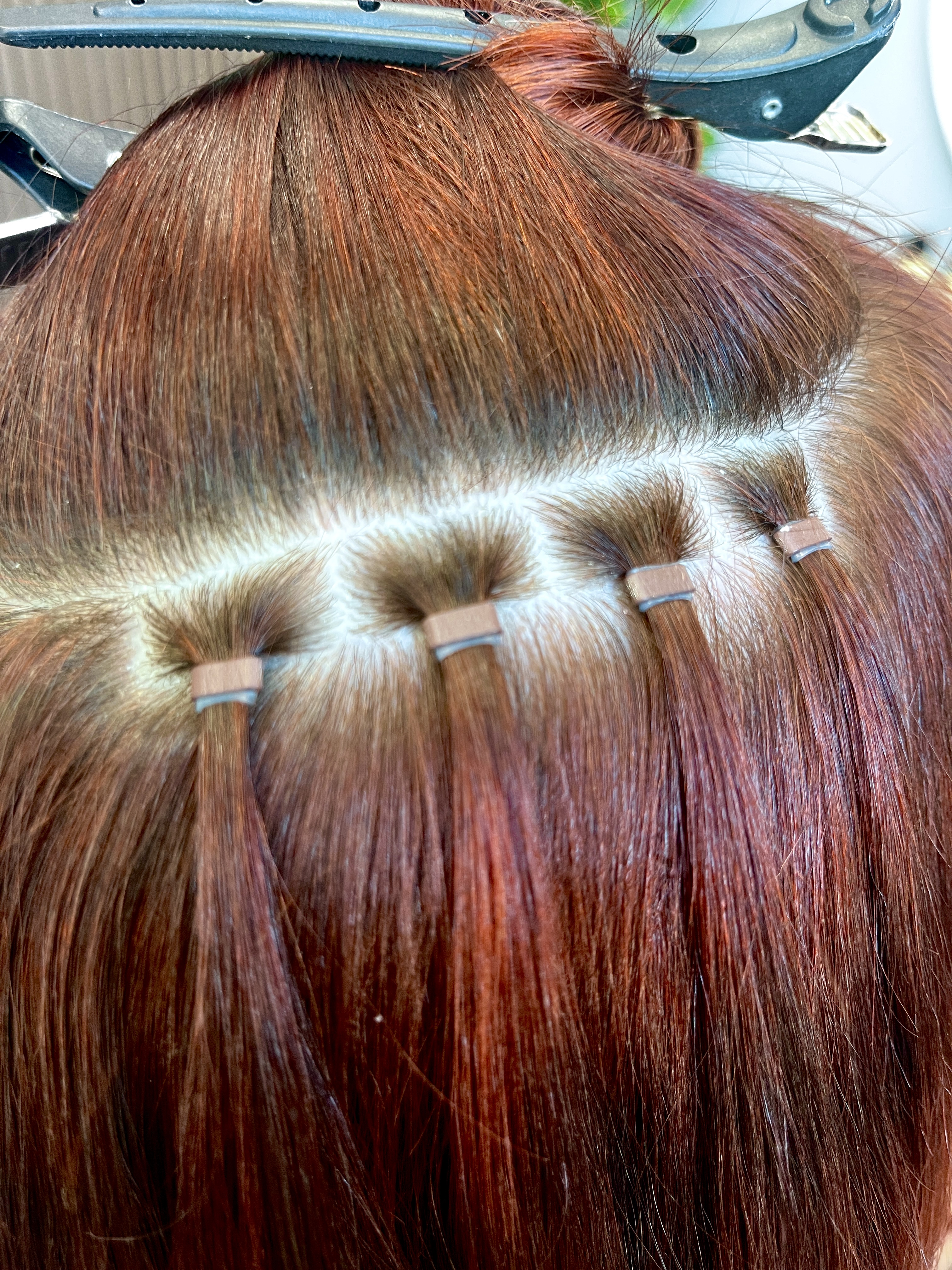 Beaded weft row placement detail, Bleach Black Studio