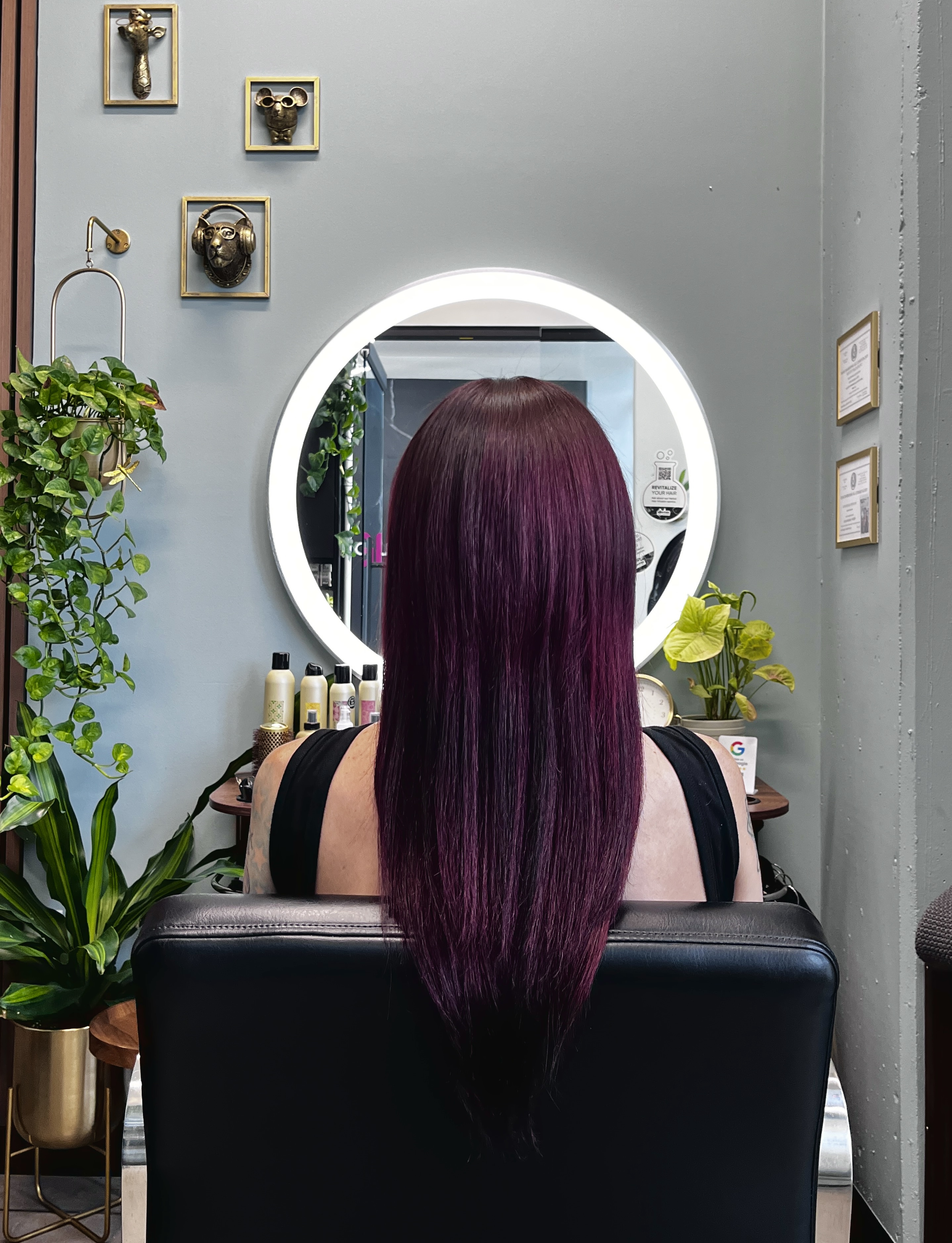 Final beaded weft install result, Bleach Black Studio