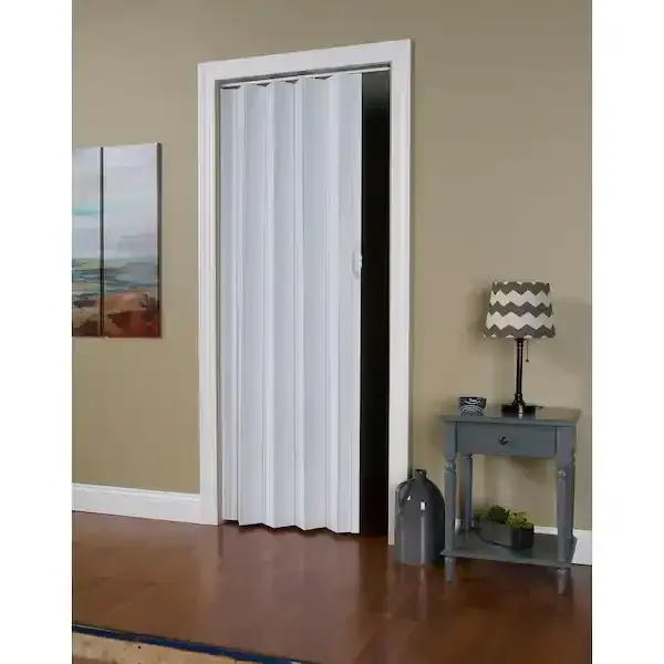 White Vinyl Accordion Door with Hardware