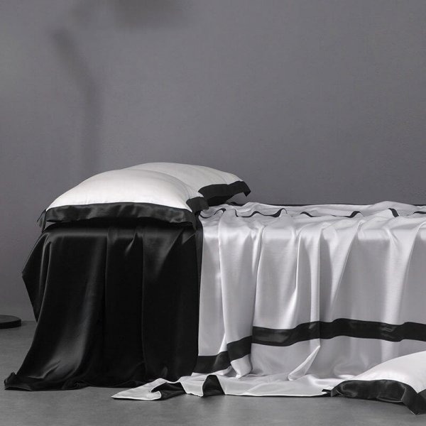 Black 22 Momme Classic 4PCs Silk Flat Sheet Set
