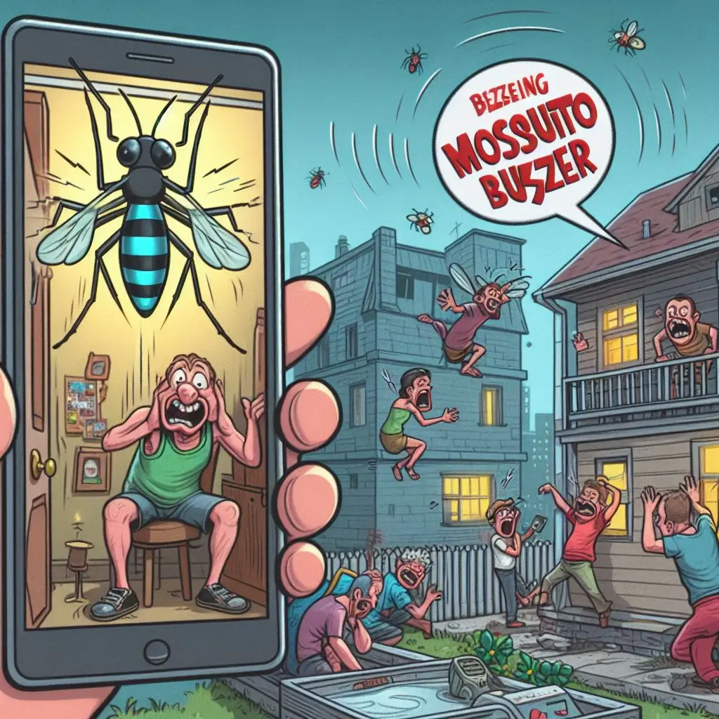 Neighbors puzzled by high-frequency buzzing from 'The Mosquito Buzzer' prank device.