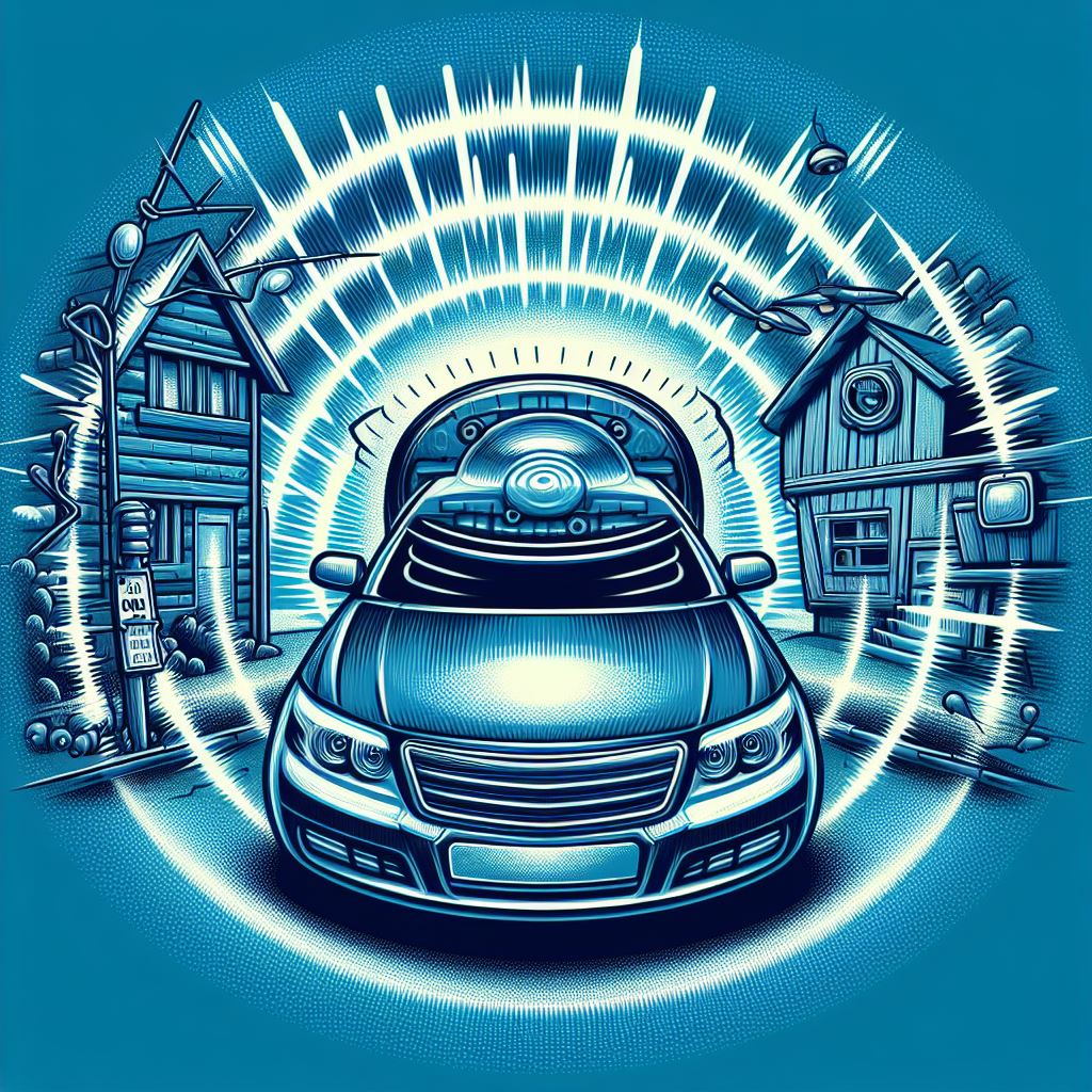 An illustration depicting a Never-Ending Car Alarm triggering repeatedly, emitting high-frequency sound.