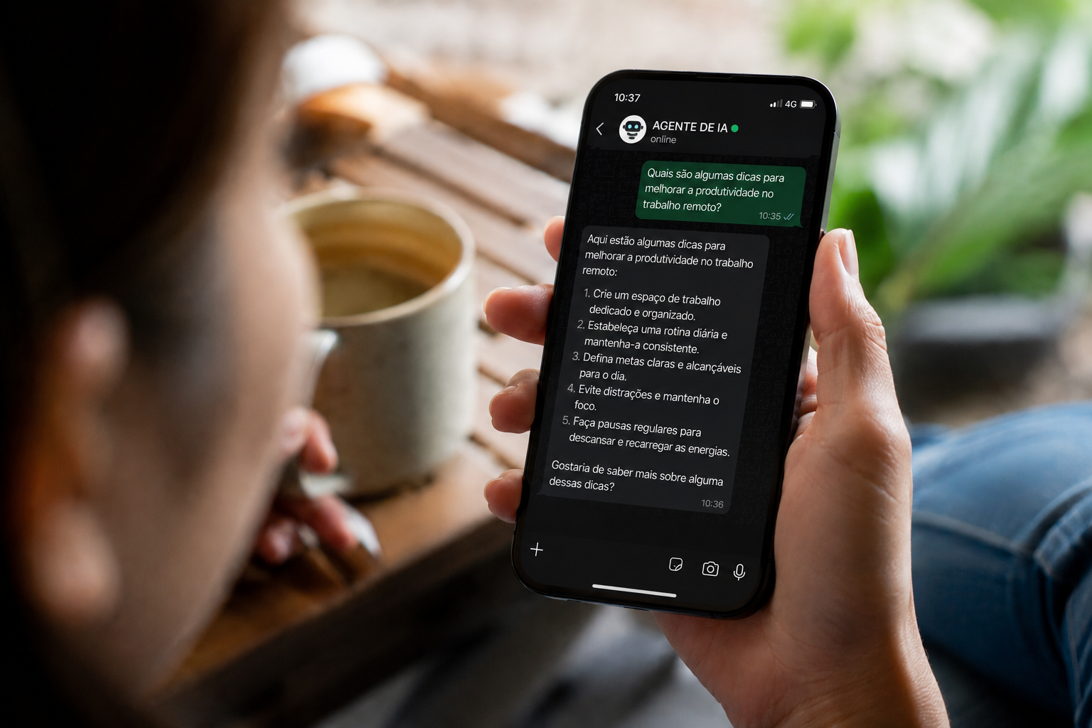 Demonstração do agente respondendo no WhatsApp
