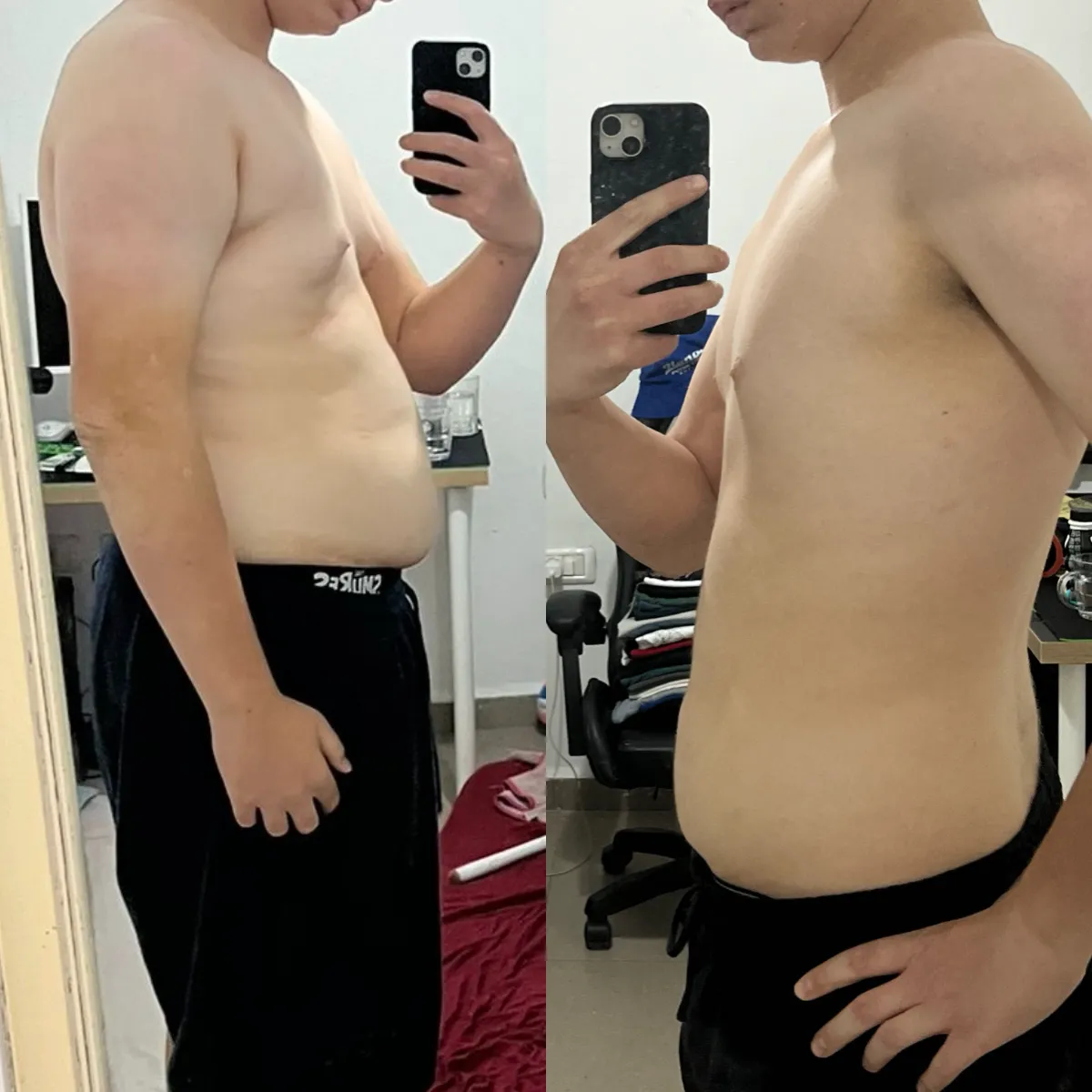 תמונת לפני ואחרי של שני