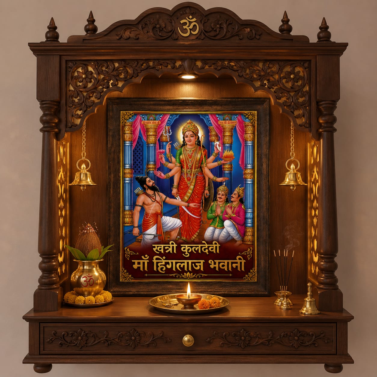 Khatri Kuldevi Maa Hinglaj Bhawani Darbar Swaroop Photo Frame for Home Mandir image 2