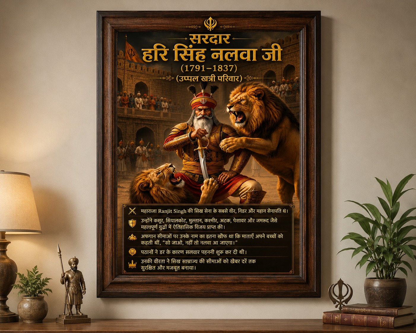 Khatri Hari Singh Nalwa Ji Premium Wooden Photo Frame
