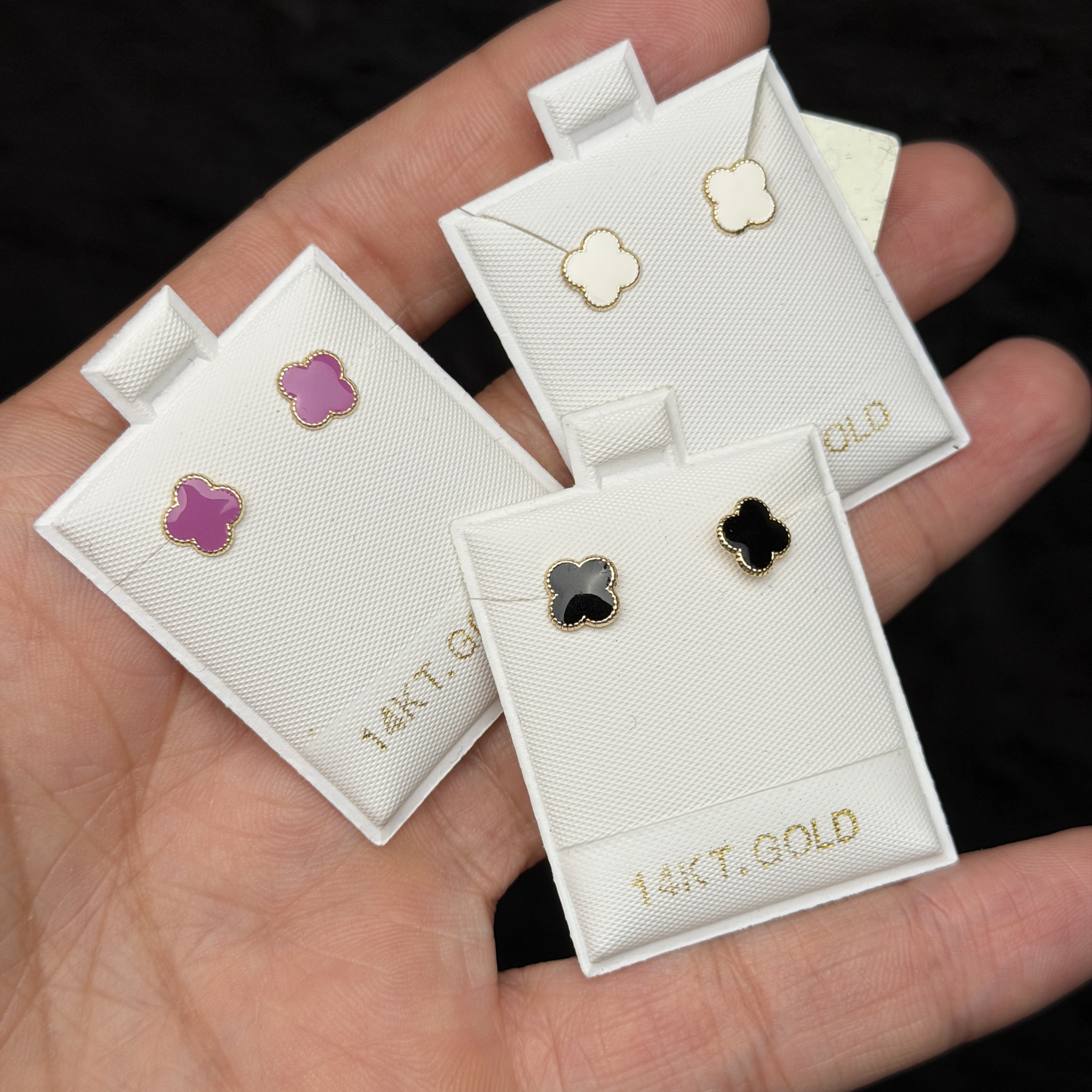 Aretes oro 14K Trebol pequeños