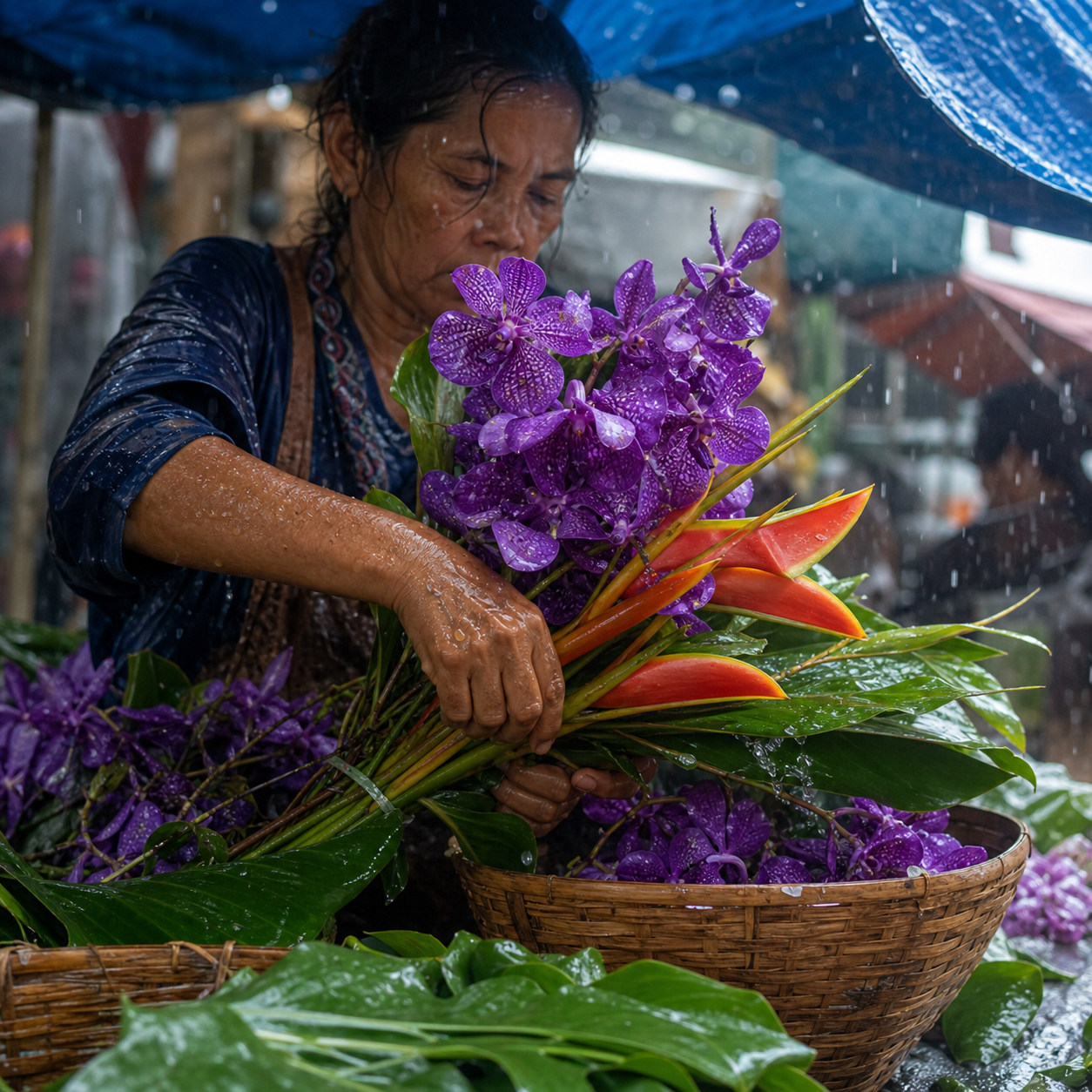 Orchid Market Monsoon generated image study