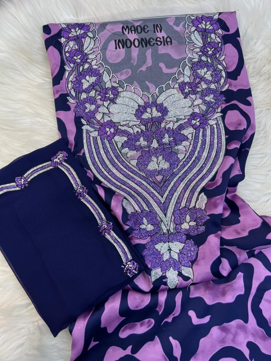 Mikhwar Andaloussi Tiger Violet - Tissu 3ars Mariage UAE Premium couleur violet et rose - Mikhwar UAE authentique disponible au Maroc chez Zargue