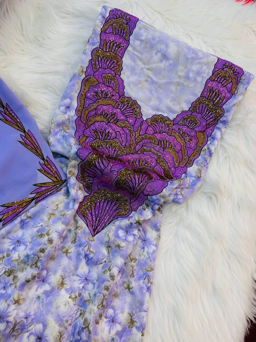 Mikhwar Andaloussi Violet Brode - Tissu Mariage 3ars Maroc couleur violet et doré - Mikhwar UAE authentique disponible au Maroc chez Zargue