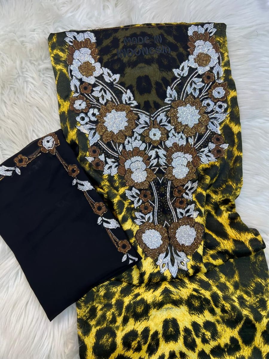 Mikhwar Andaloussi Tiger Jaune - Tissu 3ars Mariage UAE Premium couleur jaune et noir - Mikhwar UAE authentique disponible au Maroc chez Zargue