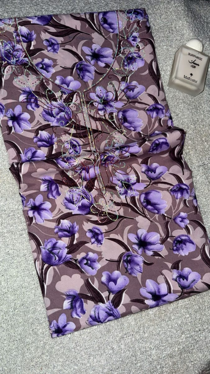 Mikhwar Andaloussi Violet Brode - Tissu Mariage 3ars Maroc couleur violet et marron - Mikhwar UAE authentique disponible au Maroc chez Zargue