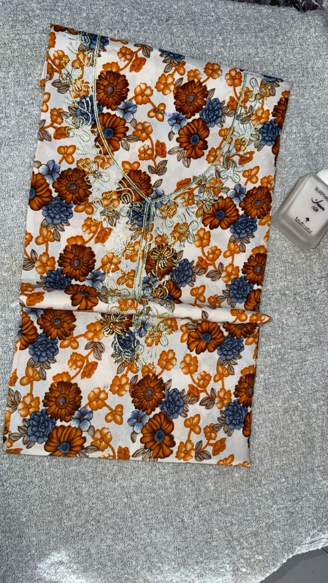 Mikhwar Andaloussi Blanc Brode - Tissu Mariage 3ars Maroc couleur blanc et orange - Mikhwar UAE authentique disponible au Maroc chez Zargue