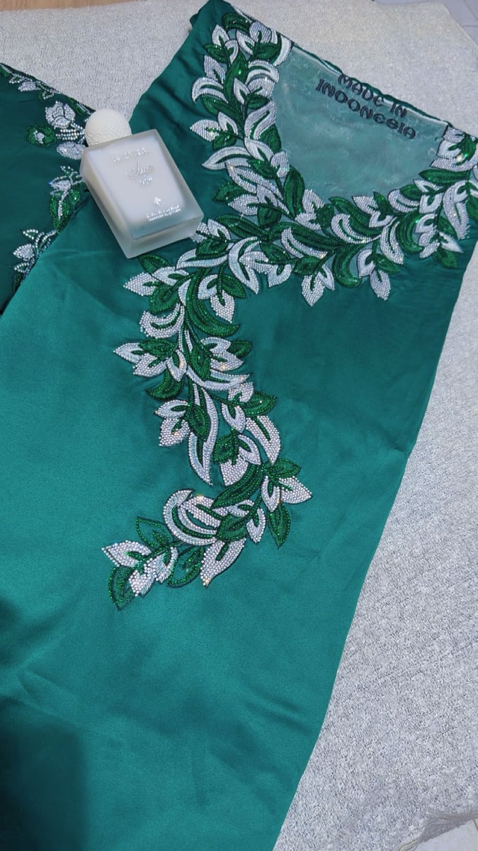 Mikhwar Andaloussi Turquoise Brode - Tissu Mariage 3ars Maroc couleur turquoise et blanc - Mikhwar UAE authentique disponible au Maroc chez Zargue