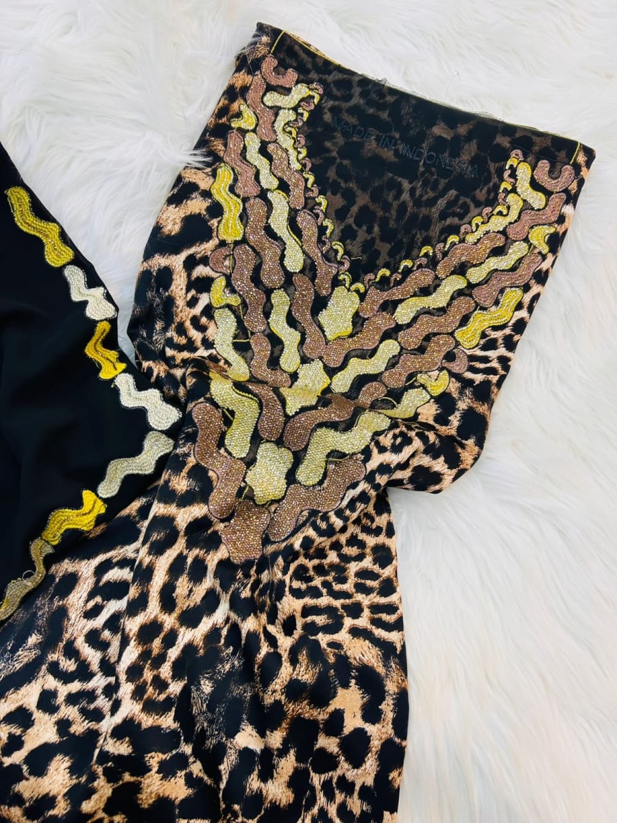 Mikhwar Andaloussi Tiger Noir - Tissu 3ars Mariage UAE Premium couleur noir et doré - Mikhwar UAE authentique disponible au Maroc chez Zargue