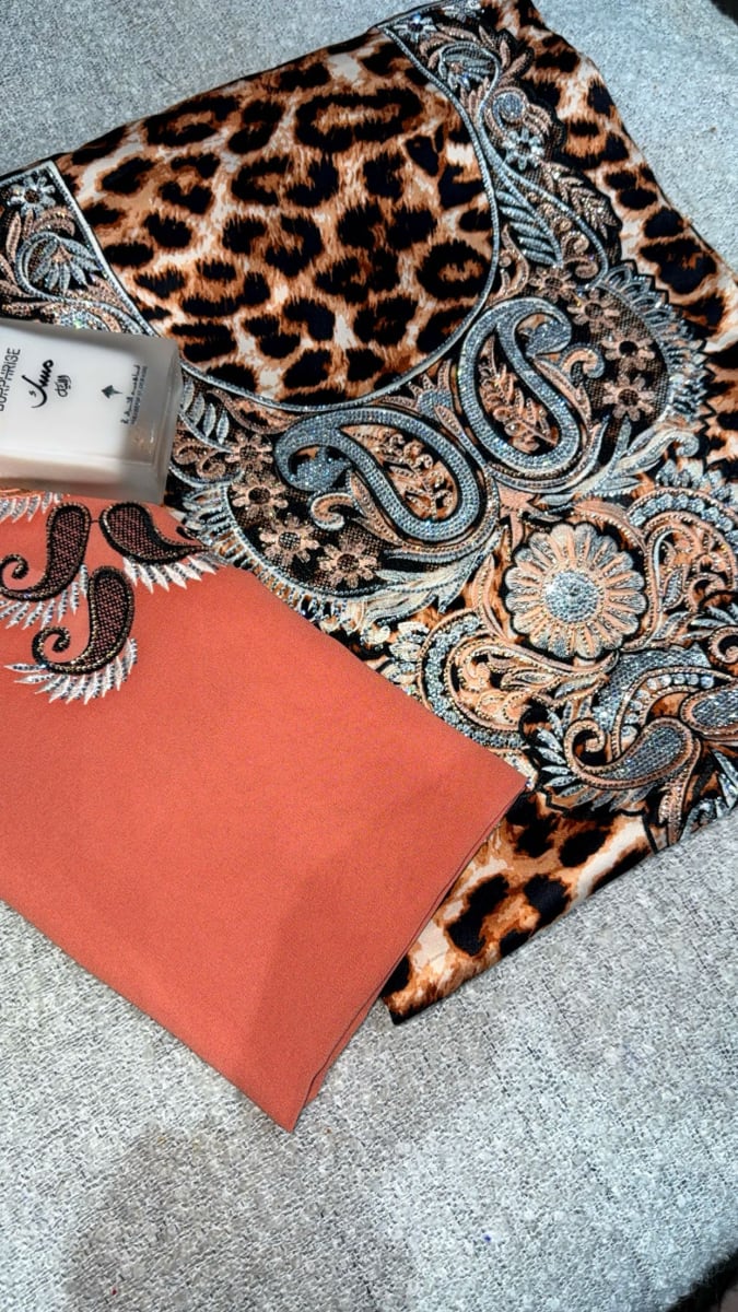 Mikhwar Andaloussi Tiger Orange - Tissu 3ars Mariage UAE Premium couleur orange et marron - Mikhwar UAE authentique disponible au Maroc chez Zargue