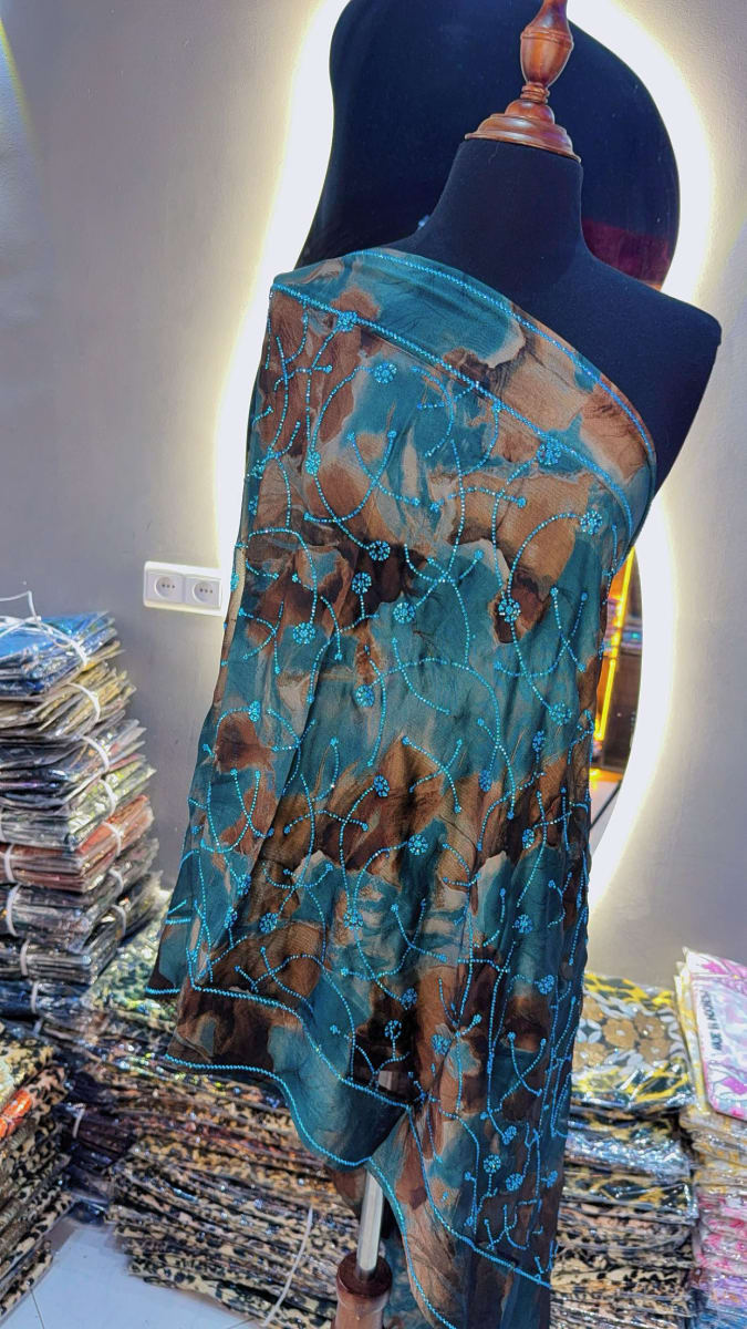 Foulard Tlija Turquoise - Chale Elegant UAE Mariee Marocaine - Mode UAE Maroc | Zargue