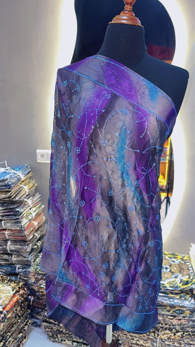 Foulard Tlija Violet - Chale Elegant UAE Mariee Marocaine - Mode UAE Maroc | Zargue