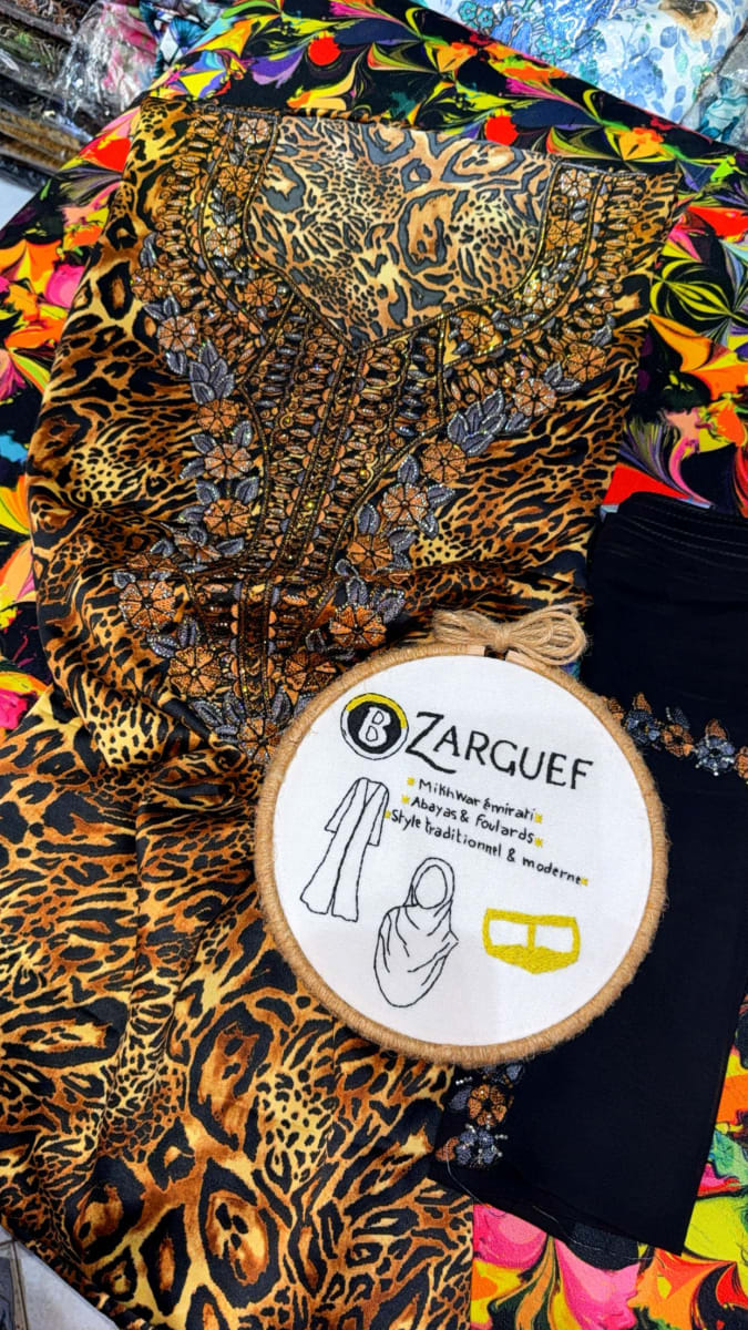 Mikhwar Andaloussi Tiger Dore - Tissu 3ars Mariage UAE Premium couleur dore et noir - Mikhwar UAE authentique disponible au Maroc chez Zargue