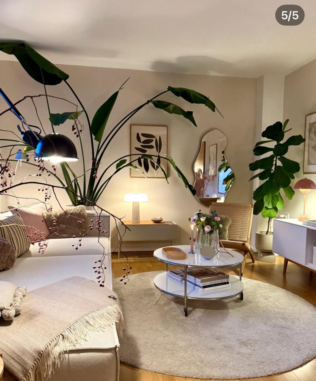 Scandinavian boho living room styling