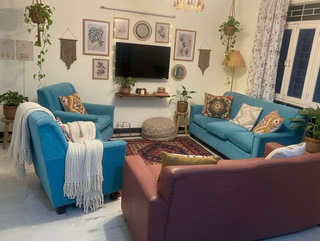 Living room makeover service by Decodrama Delhi