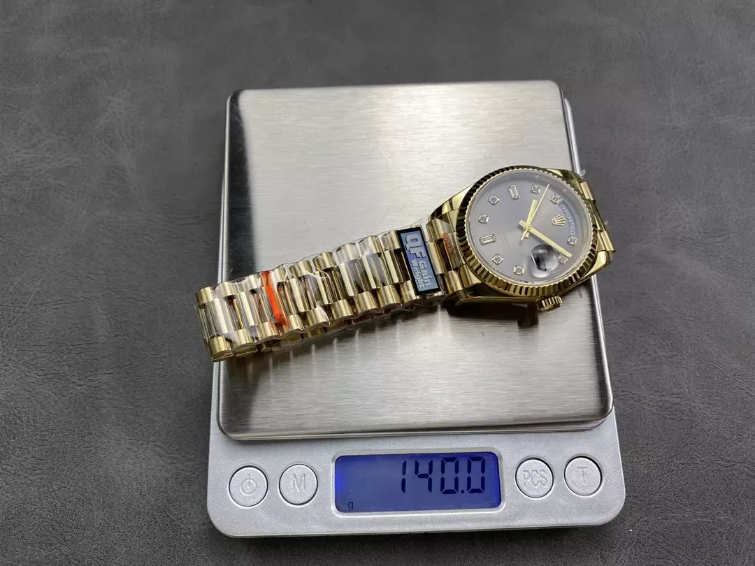 QF공장 롤렉스 데이데이트 그레이 옴브레 다이얼 10P다이아 옐로우 골드 금통 36mm 128238 상세 이미지 1