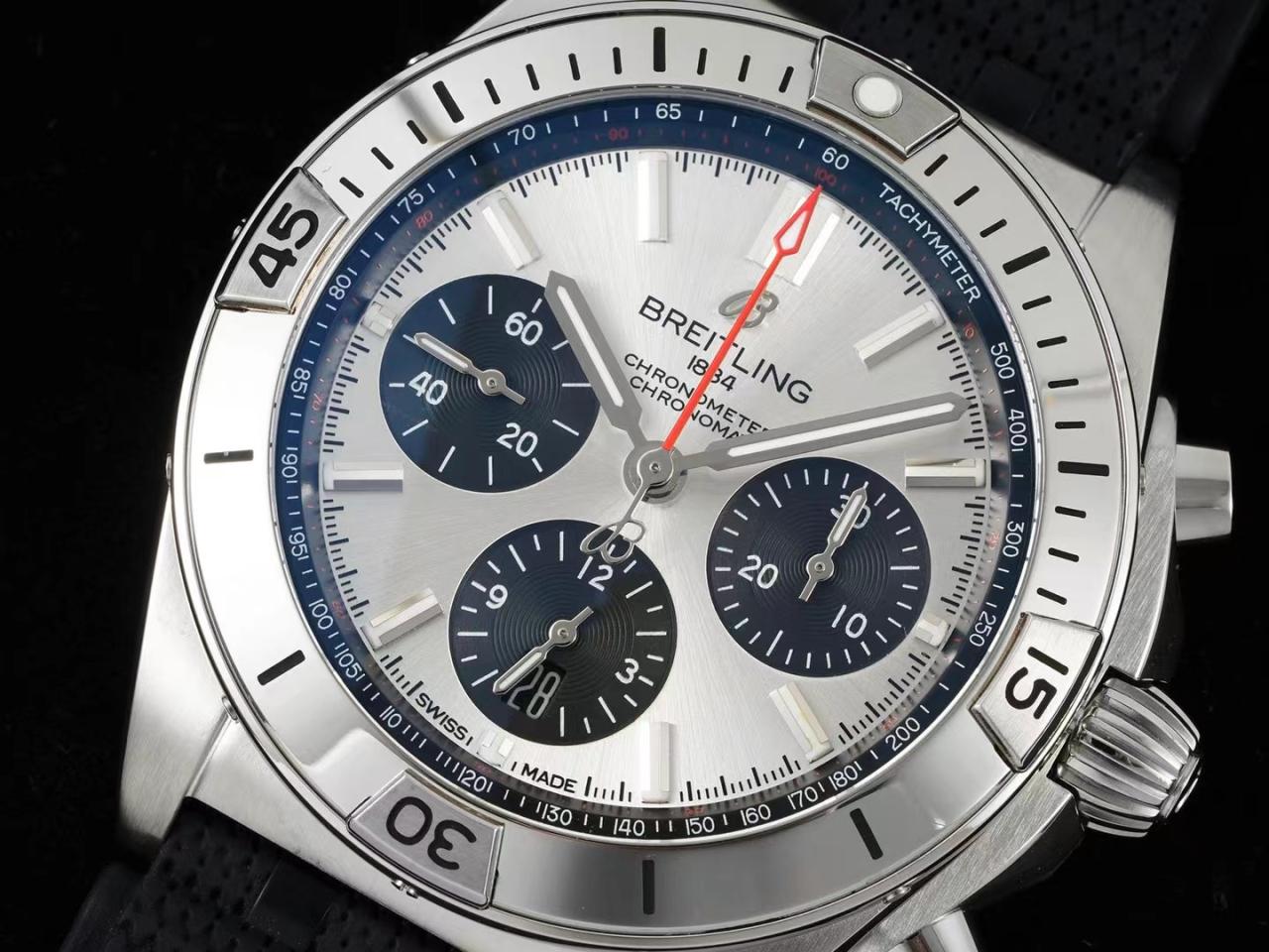 브라이틀링 TF공장 브라이틀링 크로노맷 B01 실버 다이얼 42mm AB01344A1C1A1 7750 무브먼트 상세 이미지 3