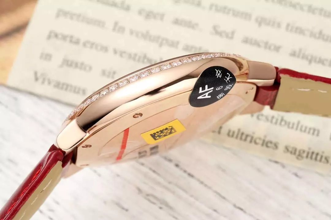 까르띠에 AF공장 까르띠에 발롱 브루 드 로즈골드 다이아 베젤 / 레드 가죽밴드 33mm SEIKO NH05A 21J 무브먼트 상세 이미지 7