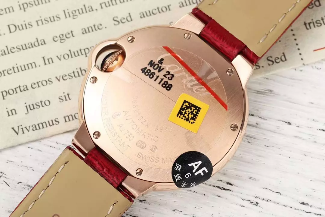 까르띠에 AF공장 까르띠에 발롱 브루 드 로즈골드 다이아 베젤 / 레드 가죽밴드 33mm SEIKO NH05A 21J 무브먼트 상세 이미지 8